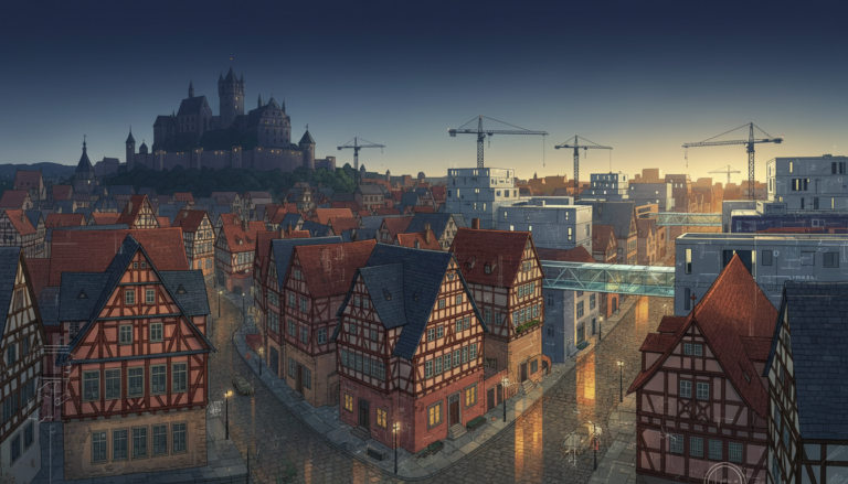 Symbolische KI-Illustration zu marburg und stadtentwicklung.