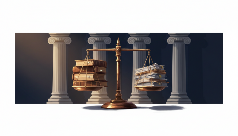 Symbolische KI-Illustration zu recht und justiz.